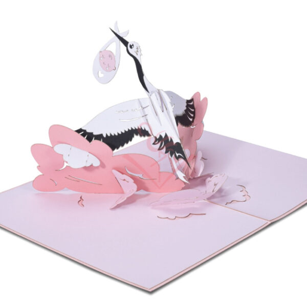pop up card stork carrying baby 003